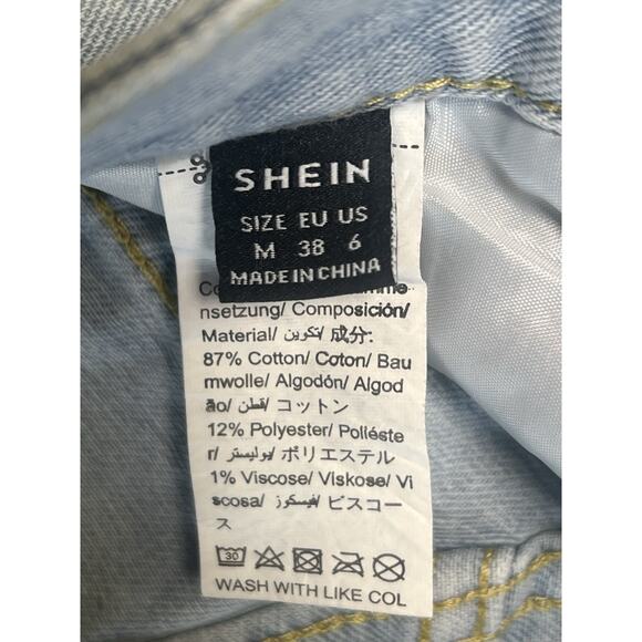 SHEIN Jean Shorts Distressed Ripped Raw Hem Women’s Size 6 Blue - Picture 3 of 6